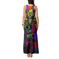 Graffiti Hip Hop Tank Maxi Dress with Neon Bear and Street Artist Panda Design - Wonder Print Shop