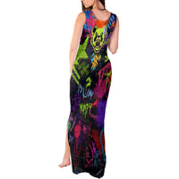 Graffiti Hip Hop Tank Maxi Dress with Neon Bear and Street Artist Panda Design - Wonder Print Shop