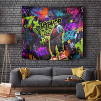 Graffiti Hip Hop Tapestry with Neon Bear and Street Artist Panda Design - Wonder Print Shop