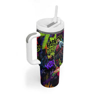 Graffiti Hip Hop Tumbler With Handle with Neon Bear and Street Artist Panda Design - Wonder Print Shop