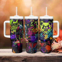 Graffiti Hip Hop Tumbler With Handle with Neon Bear and Street Artist Panda Design - Wonder Print Shop