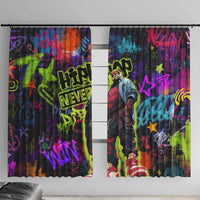 Graffiti Hip Hop Window Curtain with Neon Bear and Street Artist Panda Design - Wonder Print Shop