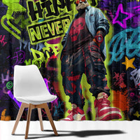Graffiti Hip Hop Window Curtain with Neon Bear and Street Artist Panda Design - Wonder Print Shop