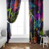 Graffiti Hip Hop Window Curtain with Neon Bear and Street Artist Panda Design - Wonder Print Shop