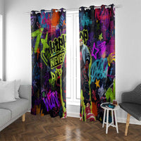 Graffiti Hip Hop Window Curtain with Neon Bear and Street Artist Panda Design - Wonder Print Shop