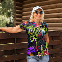 Graffiti Hip Hop Women Polo Shirt with Neon Bear and Street Artist Panda Design - Wonder Print Shop