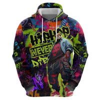 Graffiti Hip Hop Zip Hoodie with Neon Bear and Street Artist Panda Design - Wonder Print Shop