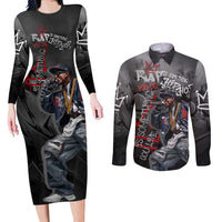 Rap Star Streetwear Couples Matching Long Sleeve Bodycon Dress and Long Sleeve Button Shirt with Graffiti Lettering and Hip Hop - Wonder Print Shop