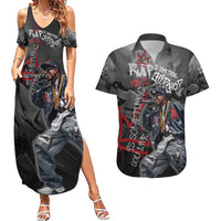 Rap Star Streetwear Couples Matching Summer Maxi Dress and Hawaiian Shirt with Graffiti Lettering and Hip Hop - Wonder Print Shop