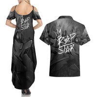Rap Star Streetwear Couples Matching Summer Maxi Dress and Hawaiian Shirt with Graffiti Lettering and Hip Hop - Wonder Print Shop
