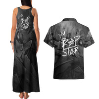 Rap Star Streetwear Couples Matching Tank Maxi Dress and Hawaiian Shirt with Graffiti Lettering and Hip Hop - Wonder Print Shop