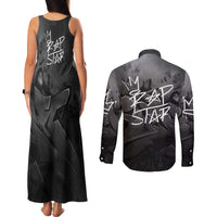 Rap Star Streetwear Couples Matching Tank Maxi Dress and Long Sleeve Button Shirt with Graffiti Lettering and Hip Hop - Wonder Print Shop