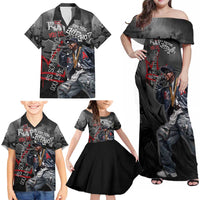 Rap Star Streetwear Family Matching Off Shoulder Maxi Dress and Hawaiian Shirt with Graffiti Lettering and Hip Hop - Wonder Print Shop