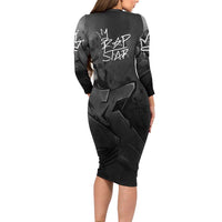 Rap Star Streetwear Long Sleeve Bodycon Dress with Graffiti Lettering and Hip Hop - Wonder Print Shop