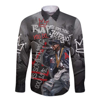 Rap Star Streetwear Long Sleeve Button Shirt with Graffiti Lettering and Hip Hop - Wonder Print Shop