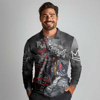 Rap Star Streetwear Long Sleeve Polo Shirt with Graffiti Lettering and Hip Hop - Wonder Print Shop