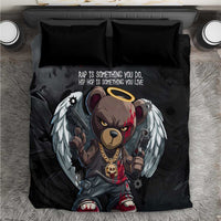 Hip Hop Streetwear Bedding Set with Graffiti Boombox and Angel Bear Graphic in Urban Bullet Hole Design - Wonder Print Shop