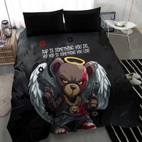 Hip Hop Streetwear Bedding Set with Graffiti Boombox and Angel Bear Graphic in Urban Bullet Hole Design - Wonder Print Shop