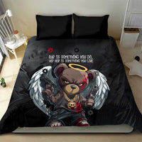 Hip Hop Streetwear Bedding Set with Graffiti Boombox and Angel Bear Graphic in Urban Bullet Hole Design - Wonder Print Shop