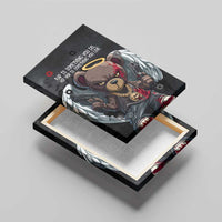 Hip Hop Streetwear Canvas Wall Art with Graffiti Boombox and Angel Bear Graphic in Urban Bullet Hole Design - Wonder Print Shop