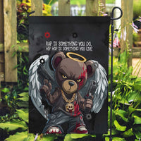 Hip Hop Streetwear Garden Flag with Graffiti Boombox and Angel Bear Graphic in Urban Bullet Hole Design - Wonder Print Shop