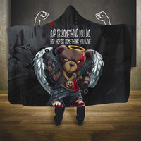 Hip Hop Streetwear Hooded Blanket with Graffiti Boombox and Angel Bear Graphic in Urban Bullet Hole Design - Wonder Print Shop