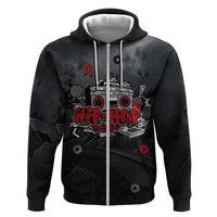 Hip Hop Streetwear Hoodie with Graffiti Boombox and Angel Bear Graphic in Urban Bullet Hole Design - Wonder Print Shop