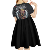 Hip Hop Streetwear Kid Short Sleeve Dress with Graffiti Boombox and Angel Bear Graphic in Urban Bullet Hole Design - Wonder Print Shop