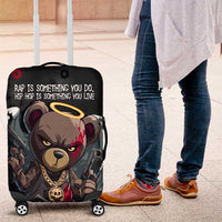 Hip Hop Streetwear Luggage Cover with Graffiti Boombox and Angel Bear Graphic in Urban Bullet Hole Design - Wonder Print Shop