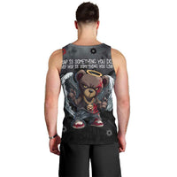 Hip Hop Streetwear Men Tank Top with Graffiti Boombox and Angel Bear Graphic in Urban Bullet Hole Design - Wonder Print Shop