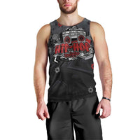 Hip Hop Streetwear Men Tank Top with Graffiti Boombox and Angel Bear Graphic in Urban Bullet Hole Design - Wonder Print Shop