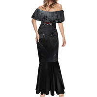 Hip Hop Streetwear Mermaid Dress with Graffiti Boombox and Angel Bear Graphic in Urban Bullet Hole Design - Wonder Print Shop