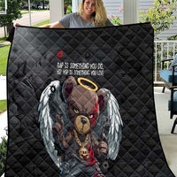 Hip Hop Streetwear Quilt with Graffiti Boombox and Angel Bear Graphic in Urban Bullet Hole Design - Wonder Print Shop