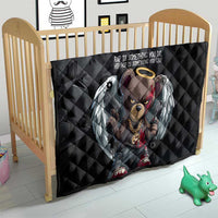 Hip Hop Streetwear Quilt with Graffiti Boombox and Angel Bear Graphic in Urban Bullet Hole Design - Wonder Print Shop