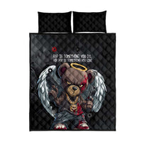 Hip Hop Streetwear Quilt Bed Set with Graffiti Boombox and Angel Bear Graphic in Urban Bullet Hole Design - Wonder Print Shop