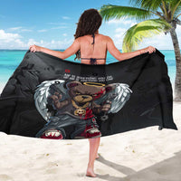 Hip Hop Streetwear Sarong with Graffiti Boombox and Angel Bear Graphic in Urban Bullet Hole Design - Wonder Print Shop