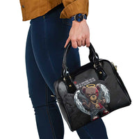 Hip Hop Streetwear Shoulder Handbag with Graffiti Boombox and Angel Bear Graphic in Urban Bullet Hole Design - Wonder Print Shop