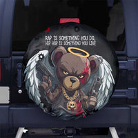Hip Hop Streetwear Spare Tire Cover with Graffiti Boombox and Angel Bear Graphic in Urban Bullet Hole Design - Wonder Print Shop