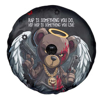 Hip Hop Streetwear Spare Tire Cover with Graffiti Boombox and Angel Bear Graphic in Urban Bullet Hole Design - Wonder Print Shop
