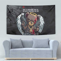Hip Hop Streetwear Tapestry with Graffiti Boombox and Angel Bear Graphic in Urban Bullet Hole Design - Wonder Print Shop
