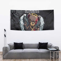 Hip Hop Streetwear Tapestry with Graffiti Boombox and Angel Bear Graphic in Urban Bullet Hole Design - Wonder Print Shop