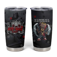 Hip Hop Streetwear Tumbler Cup with Graffiti Boombox and Angel Bear Graphic in Urban Bullet Hole Design - Wonder Print Shop