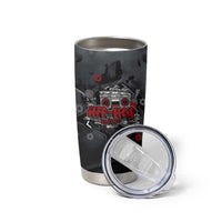 Hip Hop Streetwear Tumbler Cup with Graffiti Boombox and Angel Bear Graphic in Urban Bullet Hole Design - Wonder Print Shop
