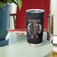 Hip Hop Streetwear Tumbler Cup with Graffiti Boombox and Angel Bear Graphic in Urban Bullet Hole Design - Wonder Print Shop