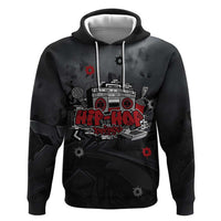 Hip Hop Streetwear Zip Hoodie with Graffiti Boombox and Angel Bear Graphic in Urban Bullet Hole Design - Wonder Print Shop