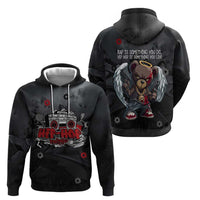 Hip Hop Streetwear Zip Hoodie with Graffiti Boombox and Angel Bear Graphic in Urban Bullet Hole Design - Wonder Print Shop