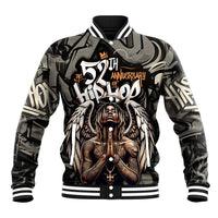 52th Anniversary Of Hiphop Celebration Baseball Jacket with Praying Angel Graphic and Urban Graffiti Background - Wonder Print Shop