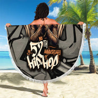 52th Anniversary Of Hiphop Celebration Beach Blanket with Praying Angel Graphic and Urban Graffiti Background - Wonder Print Shop