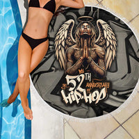 52th Anniversary Of Hiphop Celebration Beach Blanket with Praying Angel Graphic and Urban Graffiti Background - Wonder Print Shop