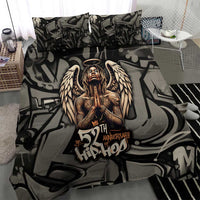 52th Anniversary Of Hiphop Celebration Bedding Set with Praying Angel Graphic and Urban Graffiti Background - Wonder Print Shop